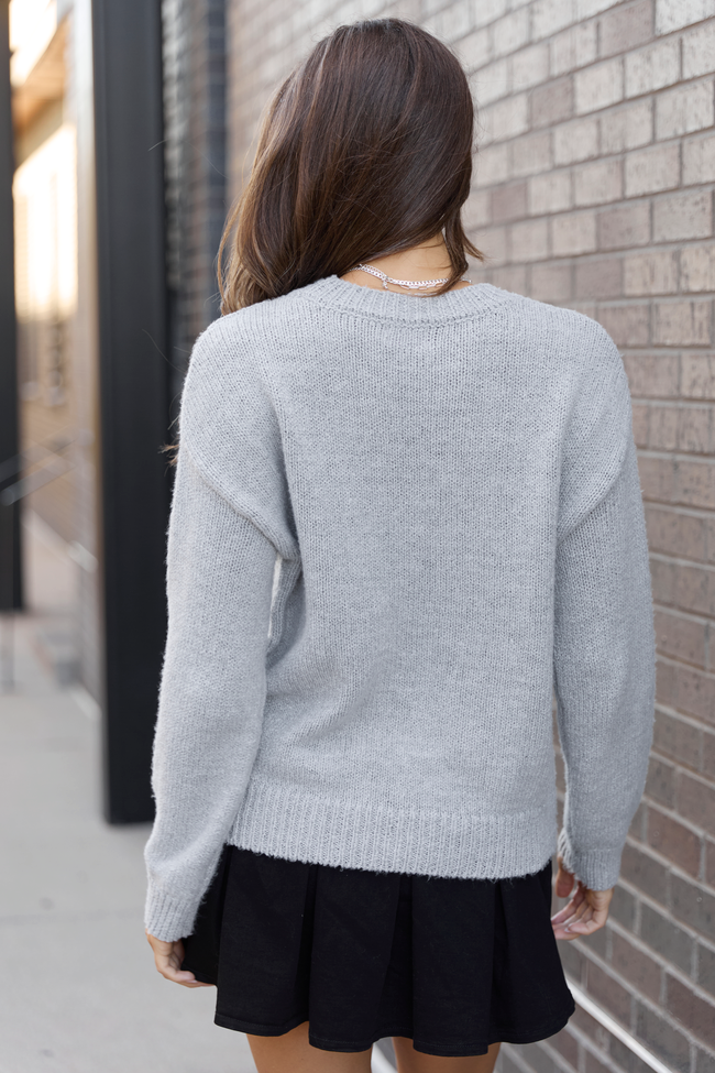 Tatum Long Sleeve Game Day Grey Sweater FINAL SALE - Image 4