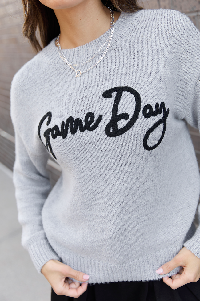 Tatum Long Sleeve Game Day Grey Sweater FINAL SALE - Image 5