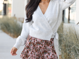 Winnie Light Grey Wrap Cardigan