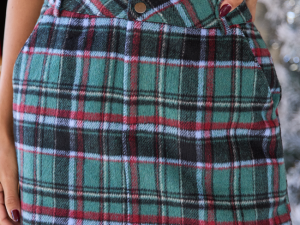 Meadow Blue Green Plaid Mini Skirt