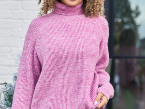 Jameson Heathered Magenta Turtleneck Sweater