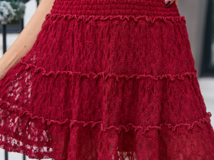 Through The Garden Burgundy Lace Mini Skort