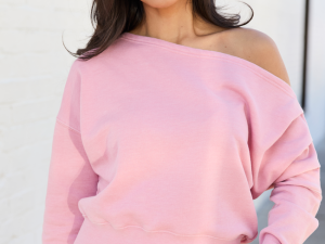 Learn As You Go Pink Off The Shoulder Sweatshirt