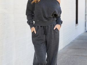 Learn As You Go Black Acid Washed Sweatpants