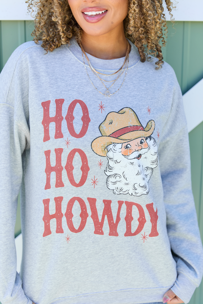 Ho Ho Howdy Santa Light Grey Graphic Sweatshirt - Image 2