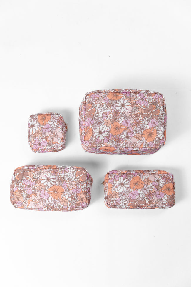 Retro Floral Travel Pouch Set FINAL SALE