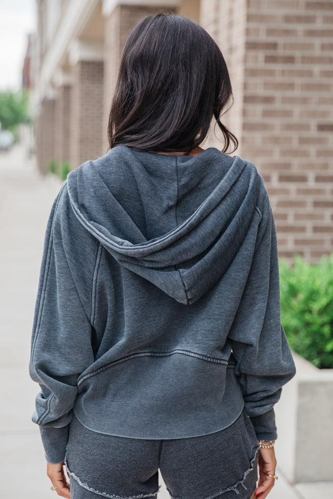 Learn As You Go Black Acid Washed Quarter Zip Pullover FINAL SALE - Image 5