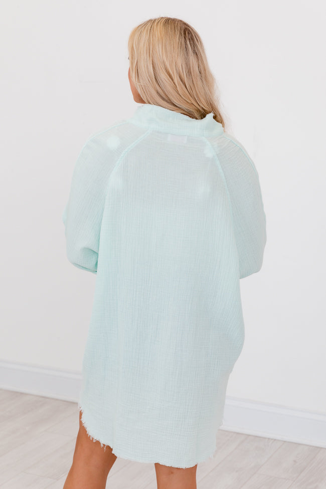 Sea Breeze Blue Gauze Button Up Dress FINAL SALE - Image 9