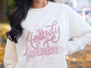 Howdy Holidays Cream Graphic Sweatshirt