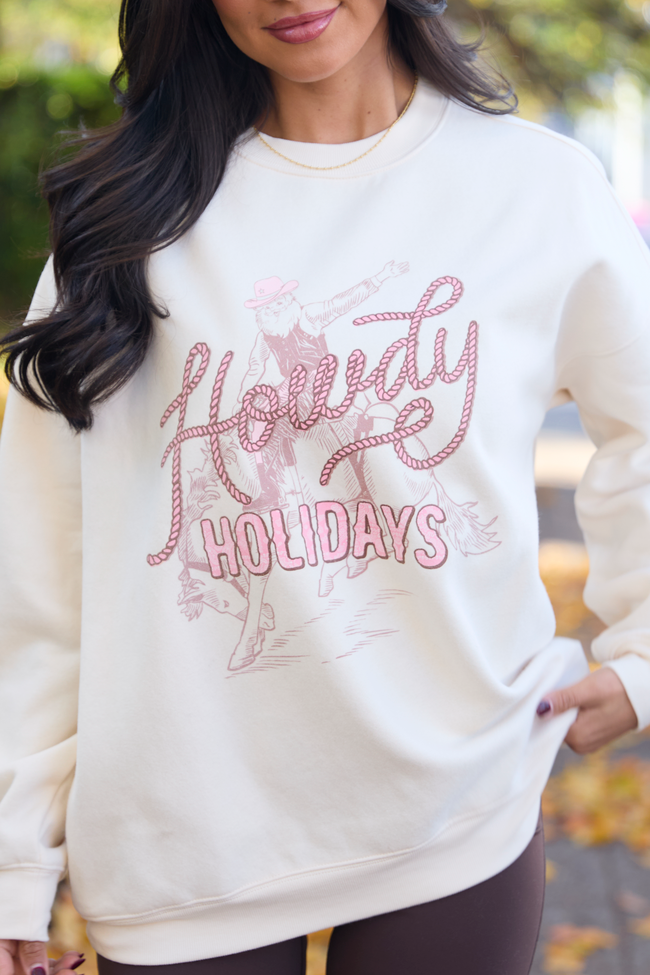 Howdy Holidays Cream Graphic Sweatshirt - Image 2