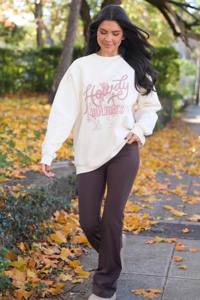 Howdy Holidays Cream Graphic Sweatshirt - Image 3