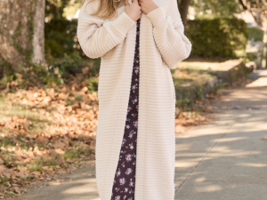 Abigail Cream Ribbed Maxi Duster