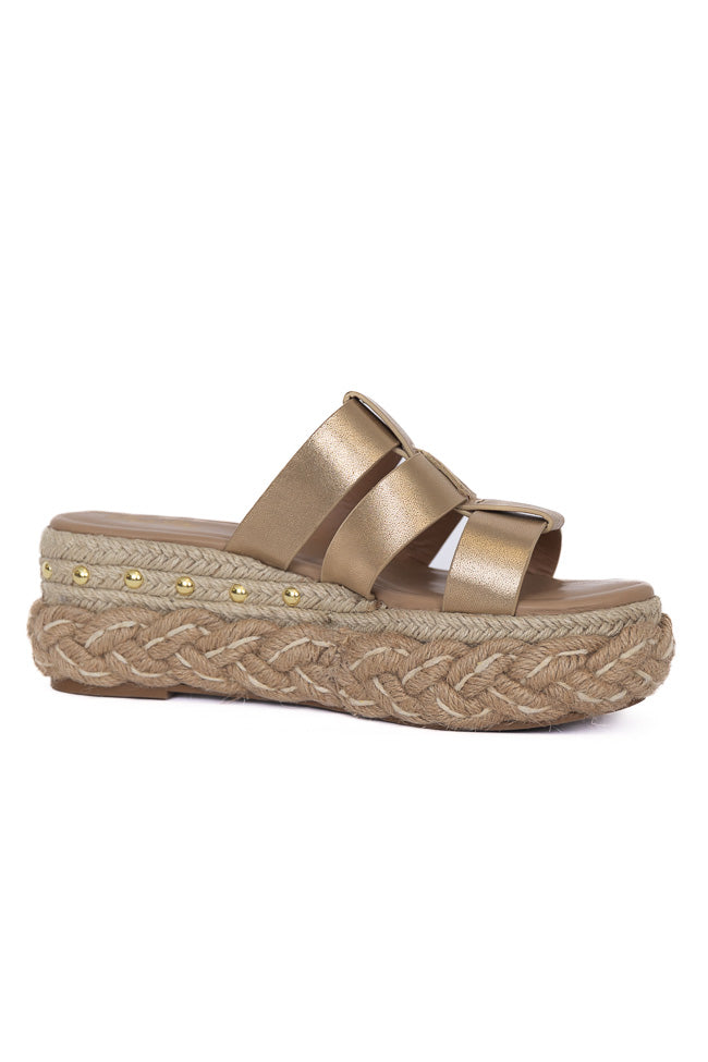 Sidney Gold Distress Slip-on Platform Sandals FINAL SALE - Image 5