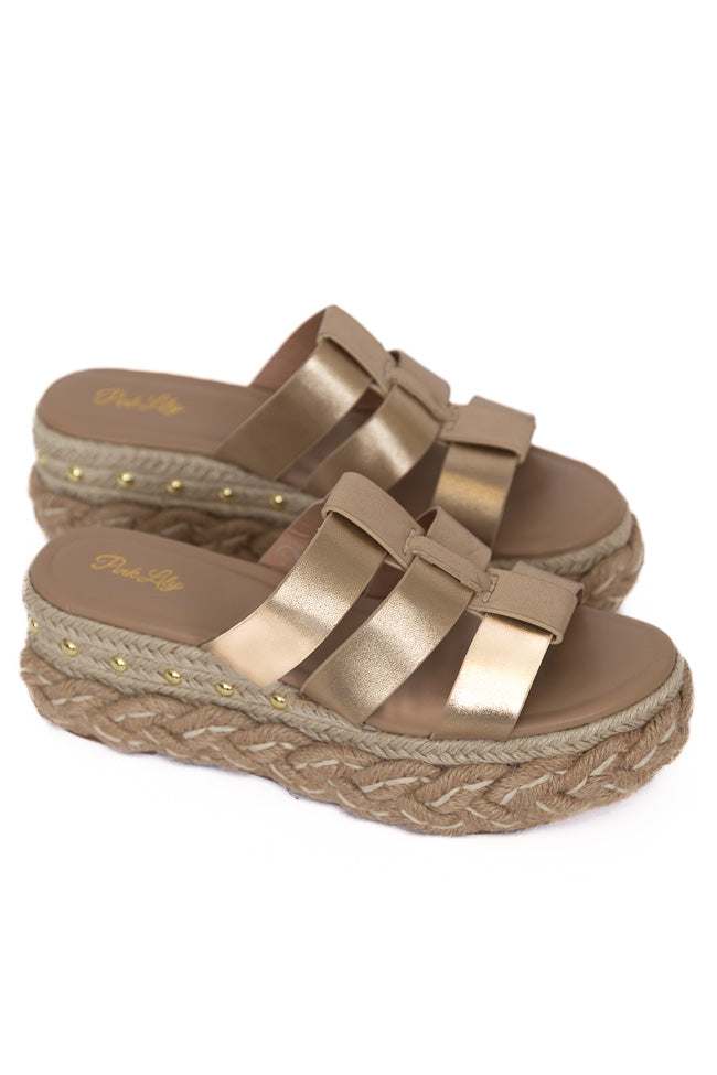 Sidney Gold Distress Slip-on Platform Sandals FINAL SALE - Image 6