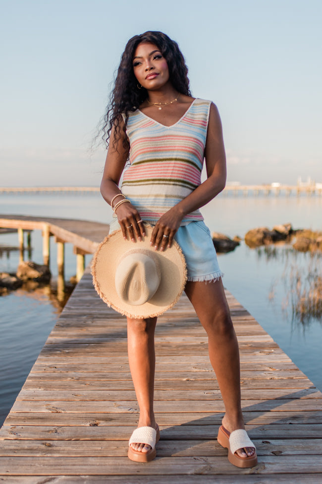 On The Cape Multi Stripe Sweater Tank FINAL SALE - Image 3