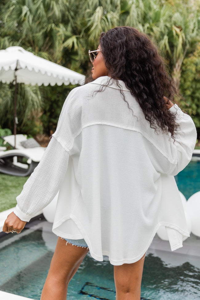 Pulling It Together Ivory Waffle And Gauze Shacket FINAL SALE - Image 7