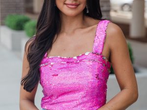 Go To Girl Pink Sequin Crop Tank FINAL SALE