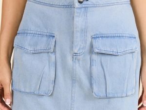 Worn In Love Cargo Light Wash Denim Mini Skirt FINAL SALE