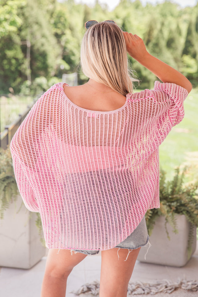 Don't Keep Me Waiting Pink Washed Open Knit Sweater FINAL SALE - Image 5