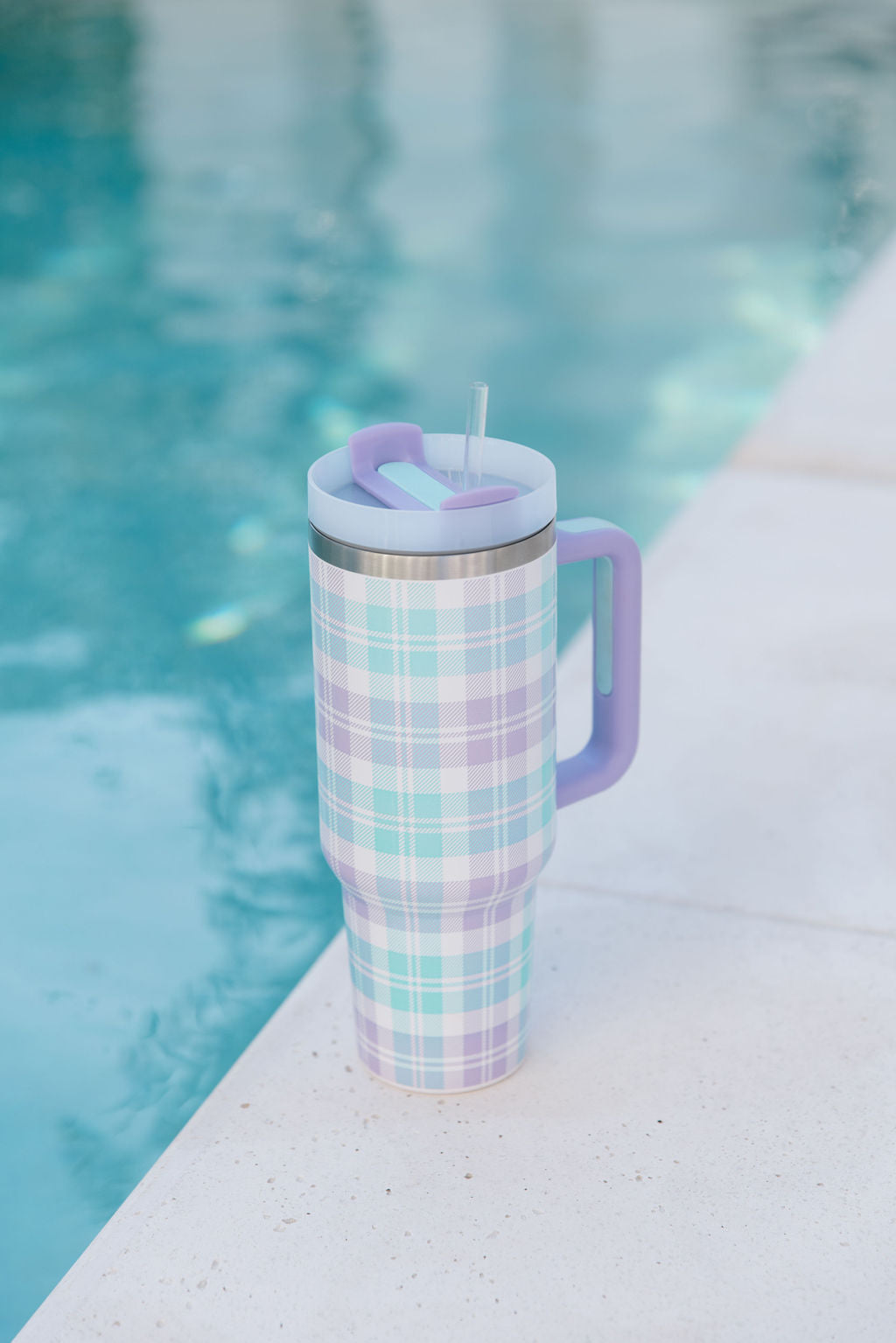 Sippin' Pretty In Tori Plaid 40 oz Drink Tumbler With Lid And Straw FINAL SALE - Image 3