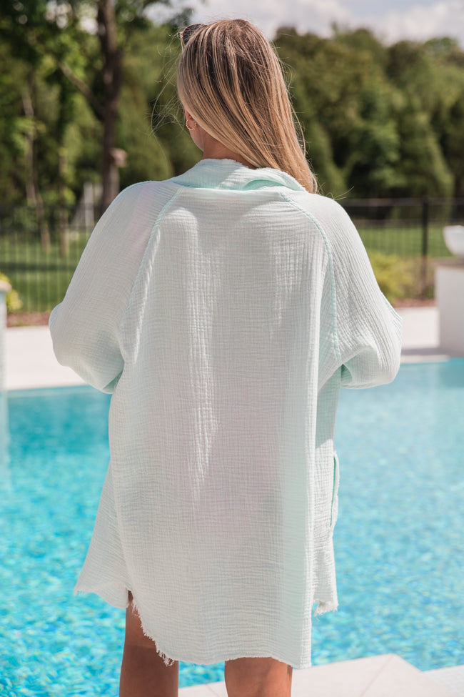 Sea Breeze Blue Gauze Button Up Dress FINAL SALE - Image 5