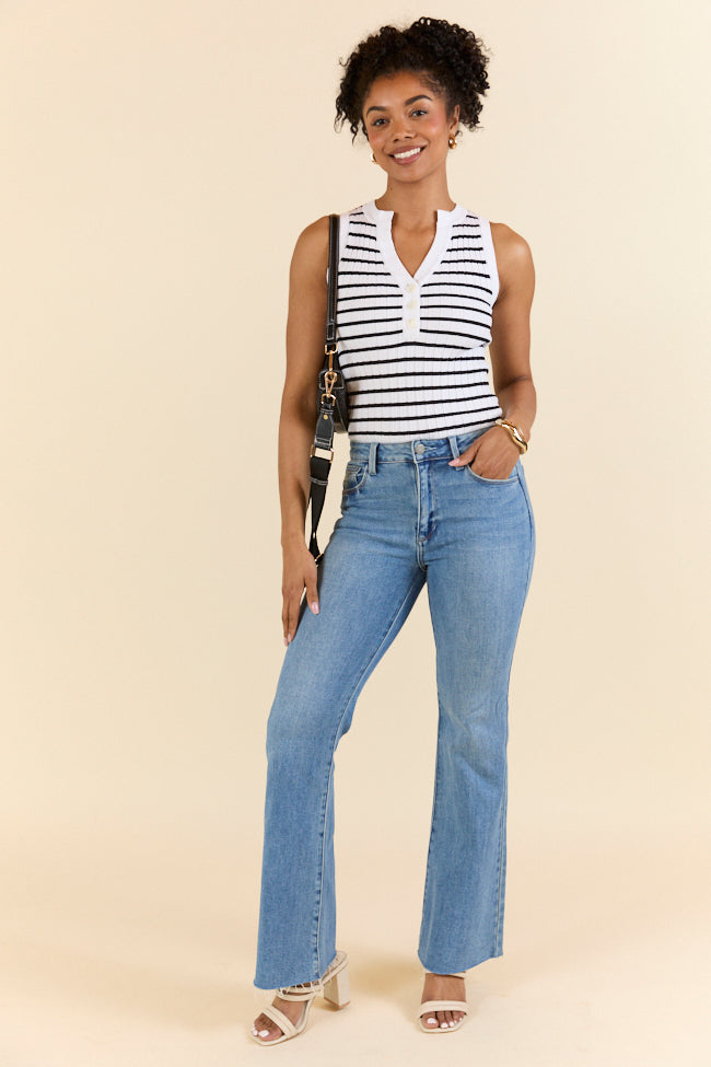 Read Between The Lines Ivory and Black Striped Henley Tank FINAL SALE - Image 4