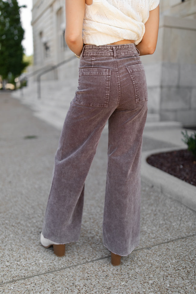 Got My Closure Brown Acid Wash Corduroy Wide Leg Pants FINAL SALE - Image 5