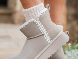 Helen Grey Embroidered Boots FINAL SALE