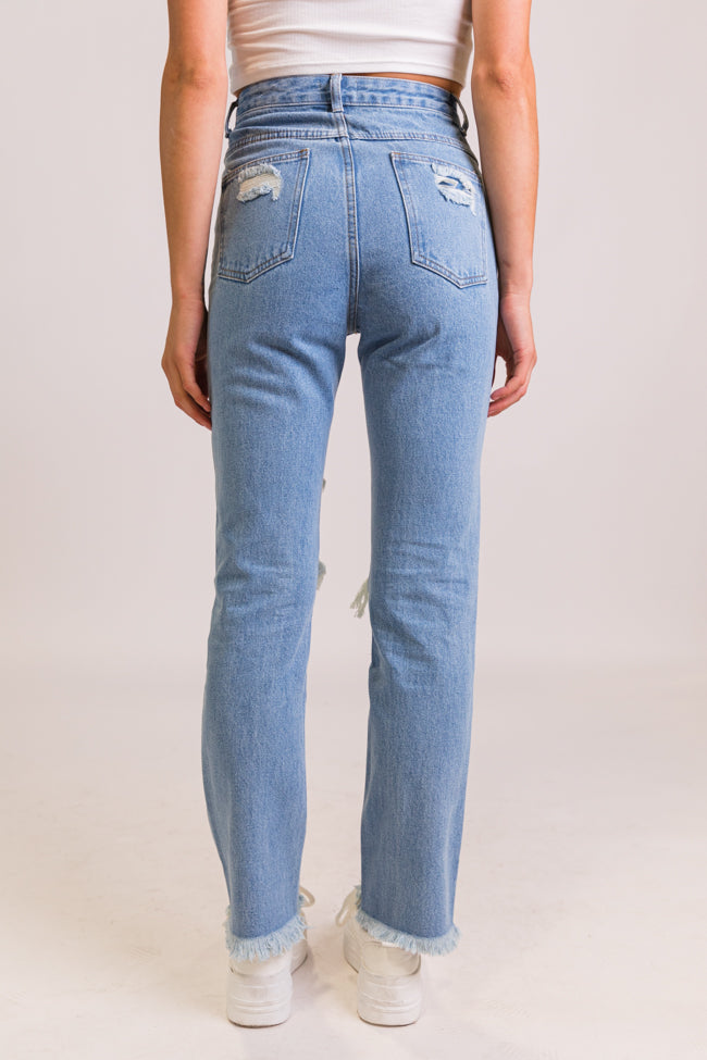 Megan Light Wash Distressed Straight Leg Mom Jeans FINAL SALE - Image 8