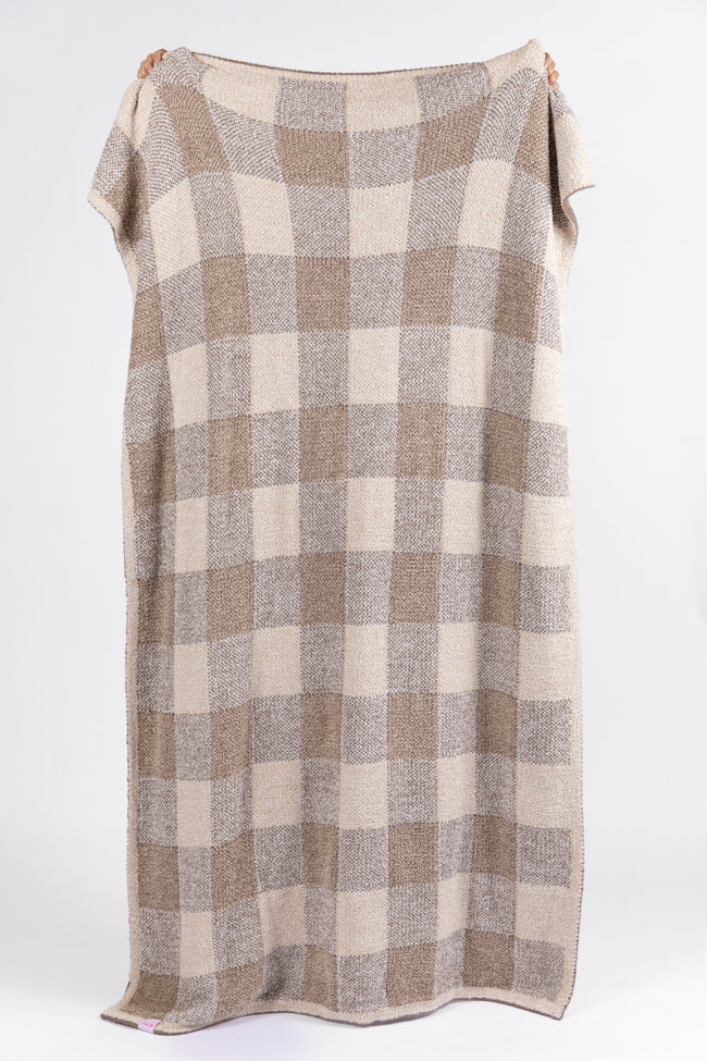 Make Me Believe Tan Gingham Blanket FINAL SALE - Image 4