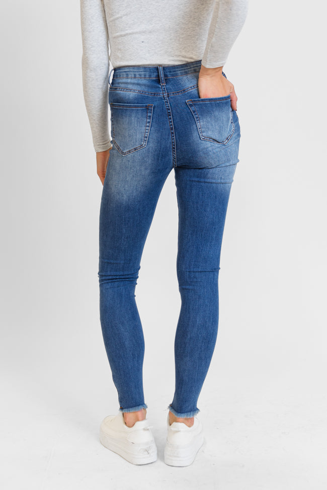 Chelsie Medium Wash Busted Knee Tall Skinny Jeans FINAL SALE - Image 4
