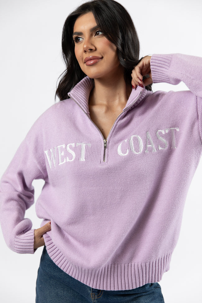 Roll With It Purple West Coast Quarter Zip Sweater FINAL SALE