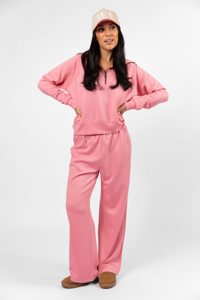 Let's Just Stay Pink Quarter Zip Knit Pullover FINAL SALE