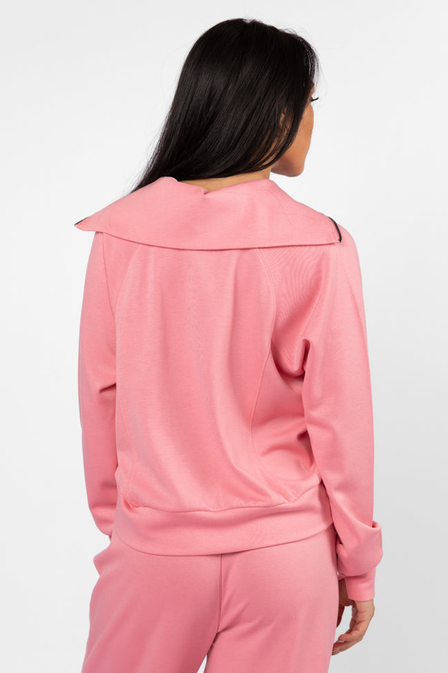 Let's Just Stay Pink Quarter Zip Knit Pullover FINAL SALE - Image 3
