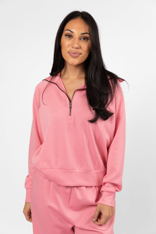 Let's Just Stay Pink Quarter Zip Knit Pullover FINAL SALE - Image 2