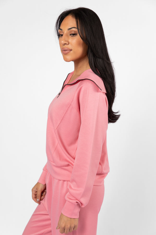 Let's Just Stay Pink Quarter Zip Knit Pullover FINAL SALE - Image 4