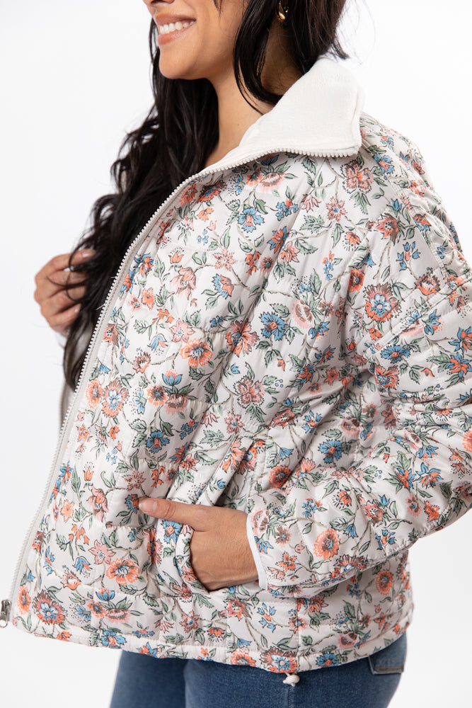 Vail Valley Pink Ivory Multi Floral Quilted Zip Up Jacket FINAL SALE - Image 5