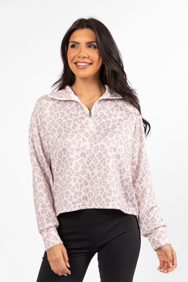 Change Of Heart Leopard Print Quarter Zip Pullover FINAL SALE