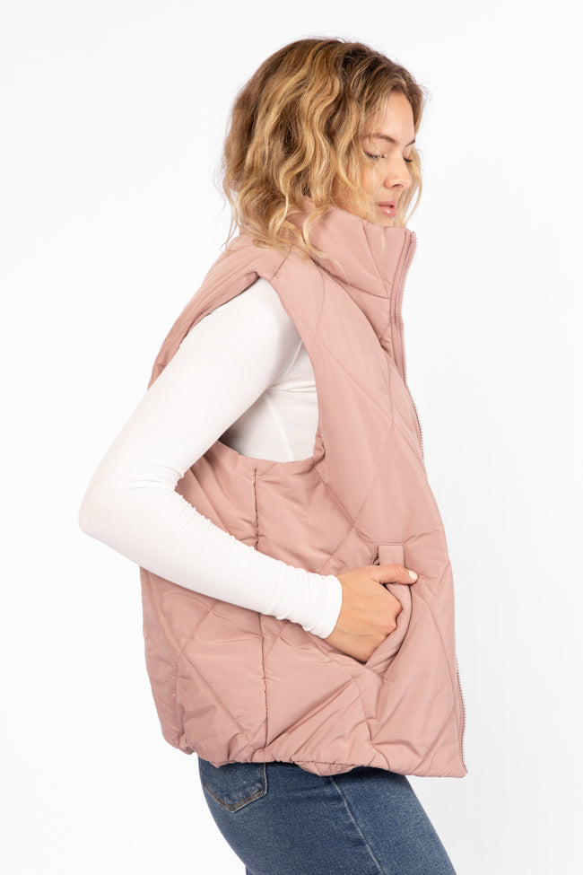 Mountainside Moment Mauve Quilted Puffer Vest - Image 5