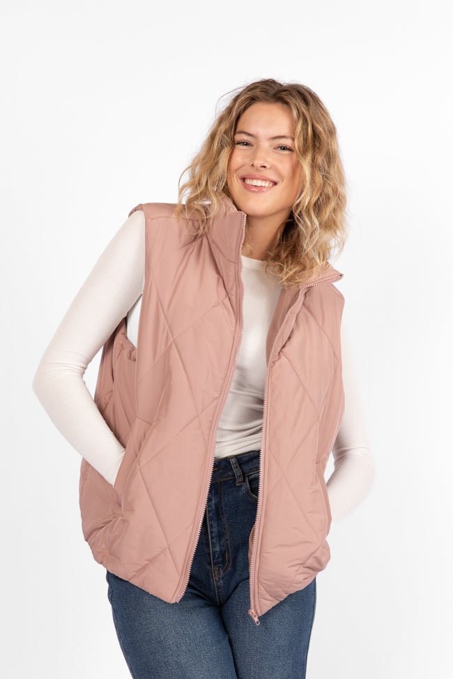 Mountainside Moment Mauve Quilted Puffer Vest - Image 3