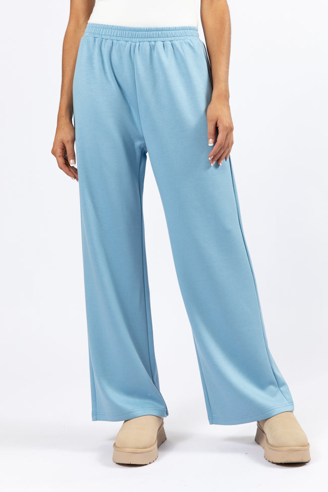 Let's Just Stay Blue Knit Wide Leg Pants FINAL SALE