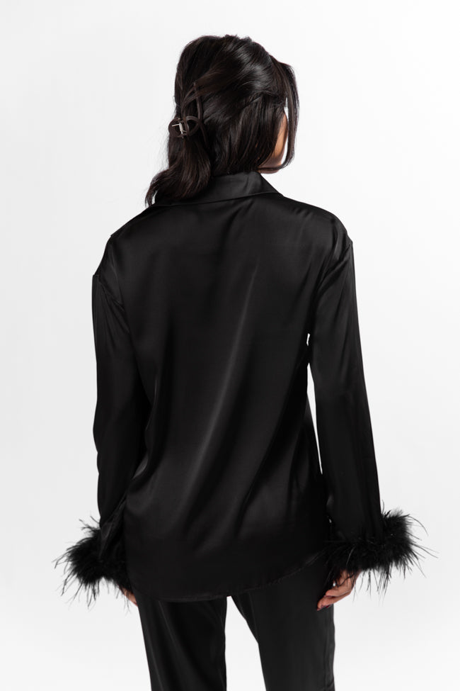 Up All Night Black Feather Pajama Top FINAL SALE - Image 7