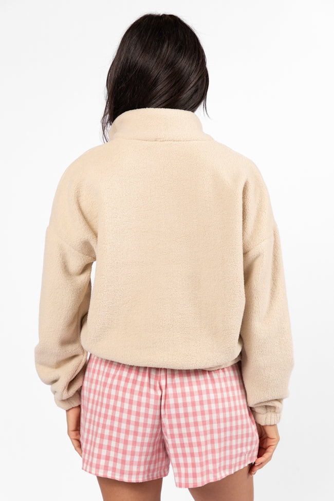 After Hours Mon Cheri Beige Embroidered Fleece Pullover FINAL SALE - Image 5