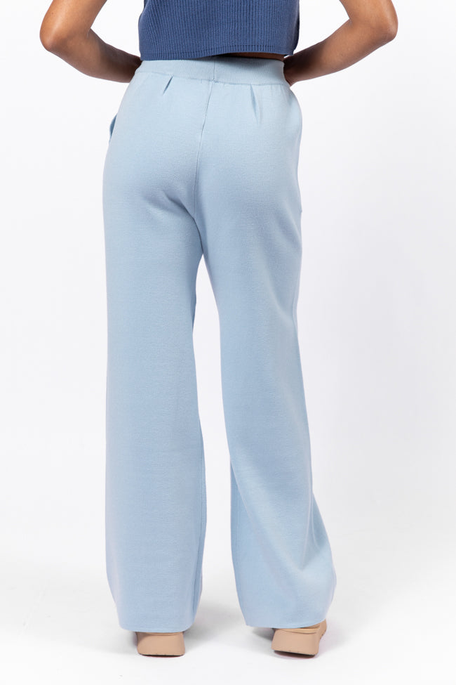 Let's Debrief Light Blue Wide Leg Sweater Pants FINAL SALE - Image 4