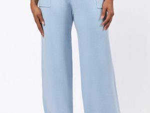 Let's Debrief Light Blue Wide Leg Sweater Pants FINAL SALE
