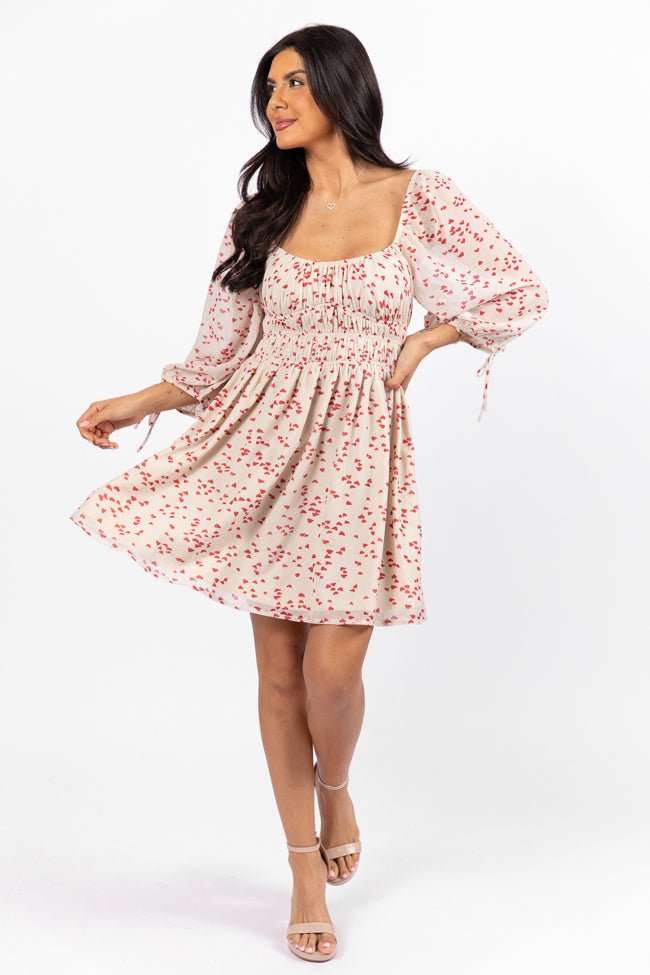 Unconditional Love Ivory Heart Print Mini Dress FINAL SALE - Image 2