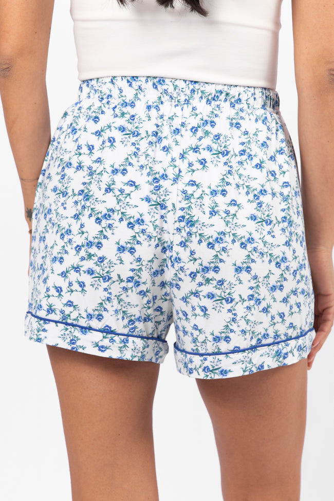 Under The Stars Blue Floral Pajama Shorts FINAL SALE - Image 5