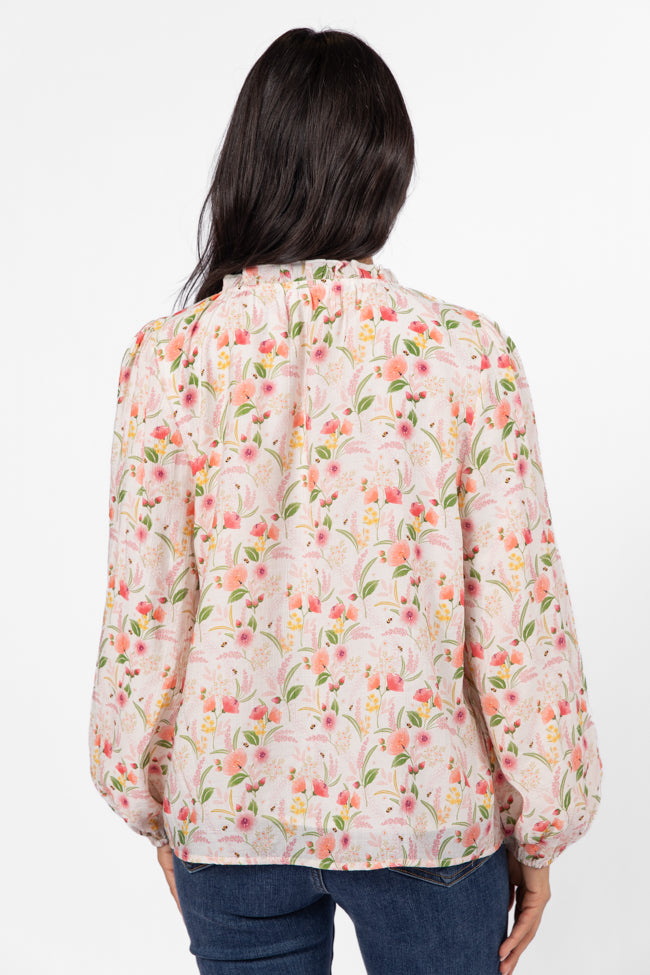 Fade Into You Ivory Multi Button Detail Floral Blouse FINAL SALE - Image 8