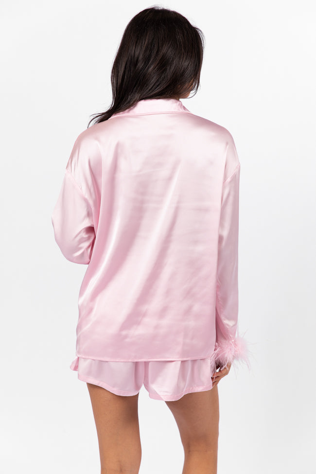 Early Riser Pale Pink Satin Pajama Top FINAL SALE - Image 5