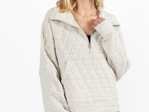 Love Is Everything Ivory Quilted Quarter Zip Pullover FINAL SALE